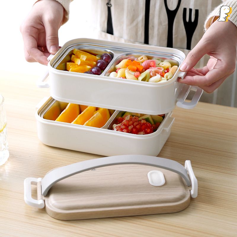 Hộp cơm wooden 2 tầng inox cao cấp