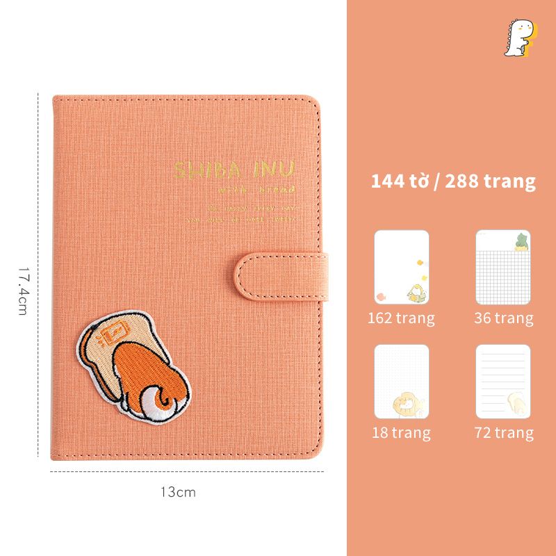Sổ planner bìa da Shiba inu