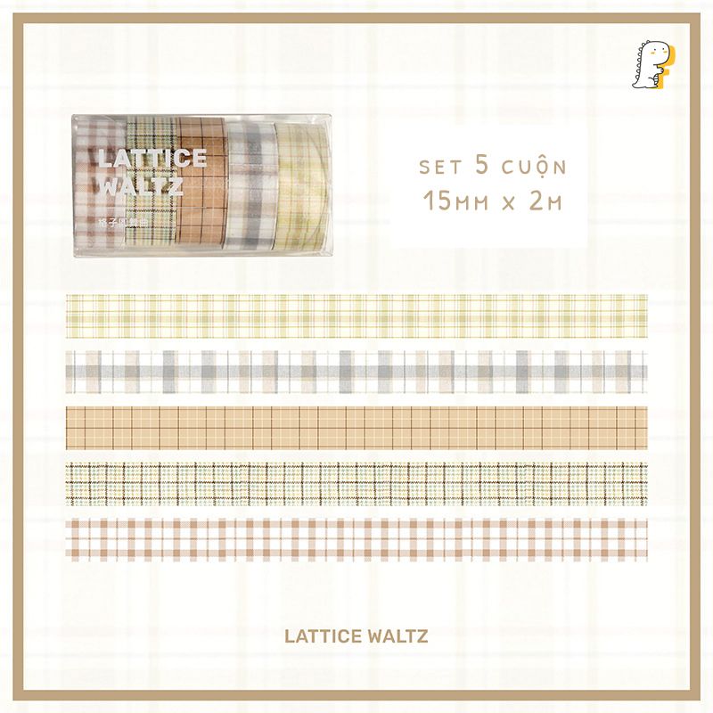 Set 5 cuộn băng keo trang trí Lattice Waltz