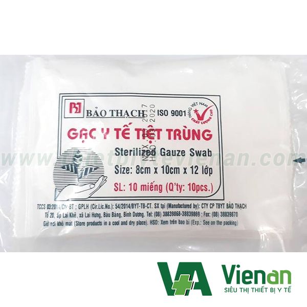 Gạc y tế tiệt trùng Bảo Thạch 5x6,5x12 lớp