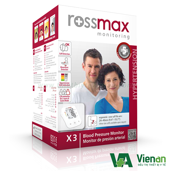 Máy đo huyết áp bắp tay điện tử Rossmax X3 tặng kèm bộ đổi điện