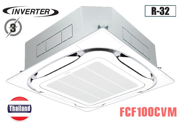 Điều hòa âm trần cassette Daikin 34.000 BTU 2 chiều, 3 pha, inverter, điều khiển dây FCF100CVM/RZA100DY1