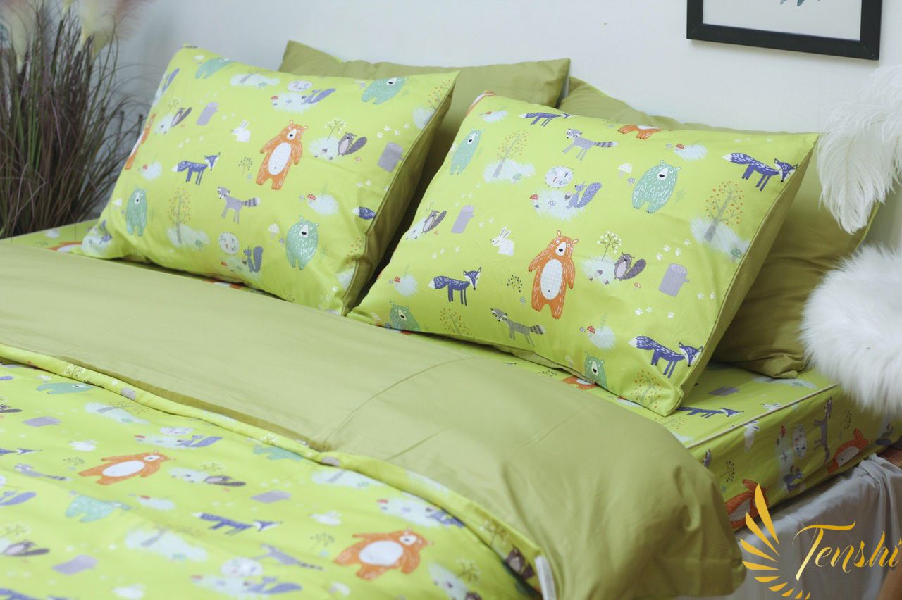 Set Chăn Ga Gối Cotton Lụa Hàn Quốc Happiness