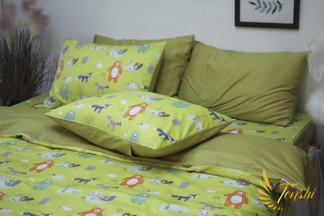 Set Chăn Ga Gối Cotton Lụa Hàn Quốc Happiness