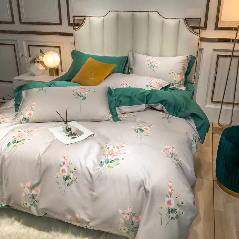 Set Chăn Ga Gối Lụa Tencel 60s In Hoa TCL60H1