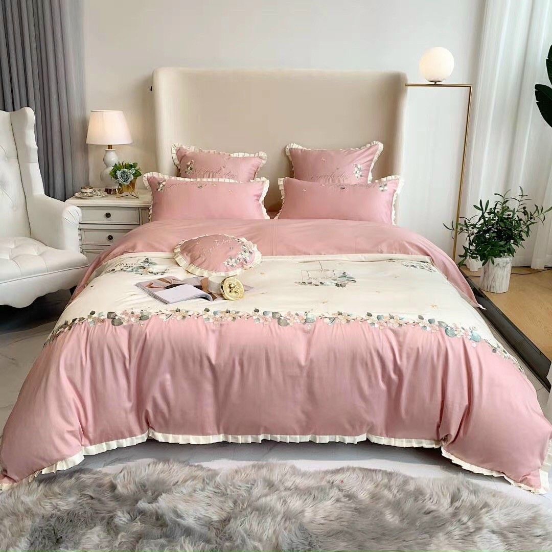 Set Chăn Ga Lụa hoa dây Cao Cấp 7m