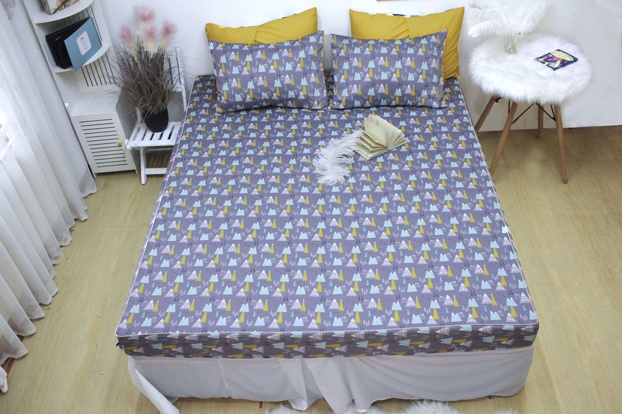 Set Ga Gối Cotton Lụa Hàn Quốc Happiness