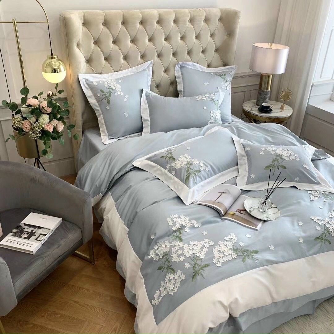 Set Chăn Ga Gối Lụa Tú Cầu 7M