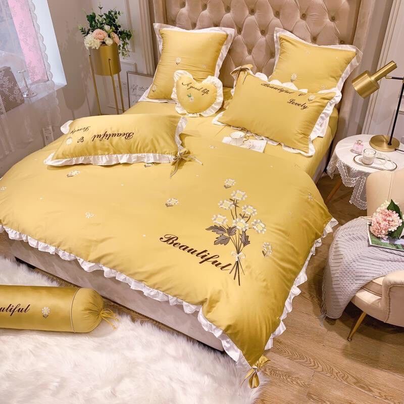 SET CHĂN GA GỐI CÚC VÀNG BEAUTIFUL 7M