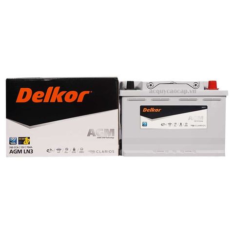 Ắc quy Delkor AGM LN3 (DIN70L) 12V 70AH