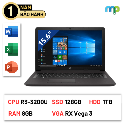 Laptop HP Notebook 255 G7 (R3-3200U/ 8GB/ 128GB SSD+1TB HDD/ 15.6''HD/ Xám đen) 214A7ES