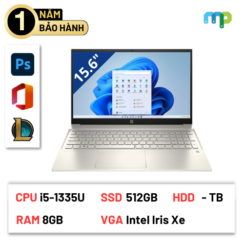 Laptop HP Pavilion 15-eg3094TU (i5-1335U/ 8GB/ 512GB SSD/ 15.6''FHD/ W11SL/ Vàng) 8C5L5PA