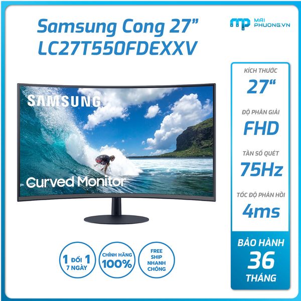 Màn hình cong SAMSUNG 27inch 75Hz LC27T550FDEXXV