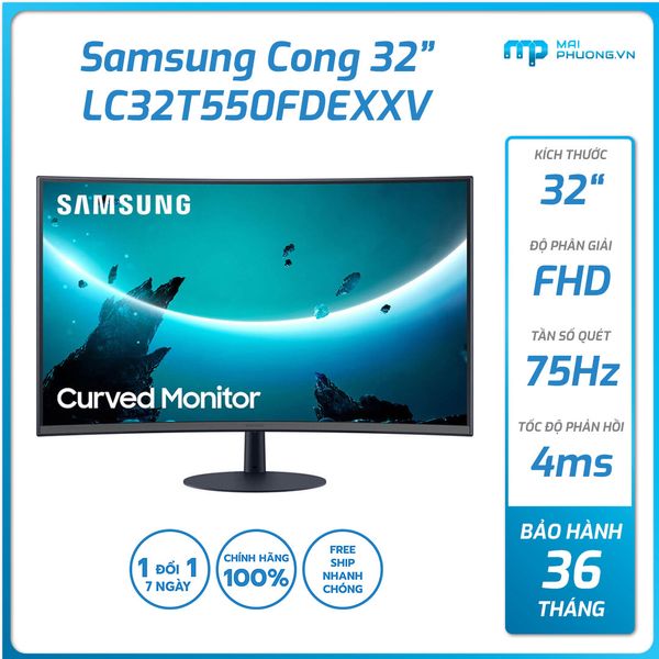 Màn hình Cong Samsung 31.5 inch FHD 75Hz LC32T550FDEXXV