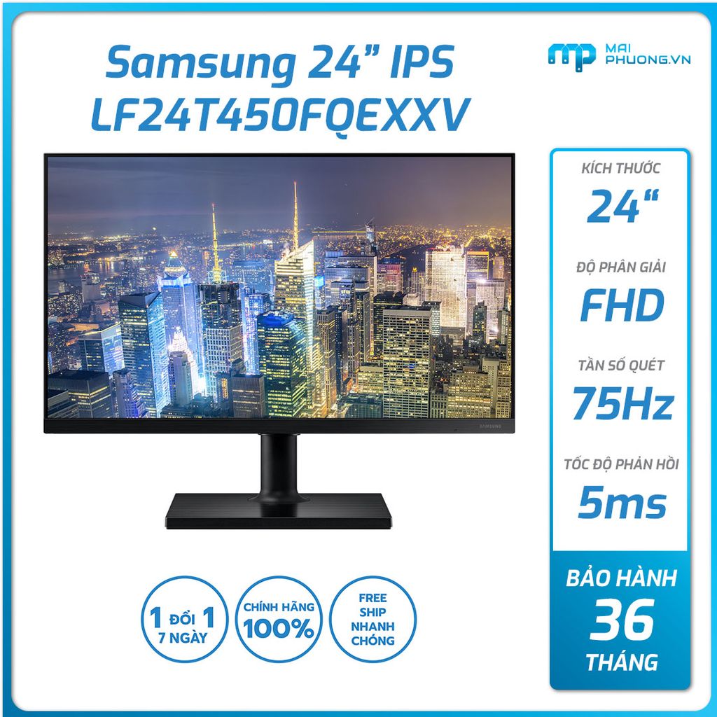 Màn hình SAMSUNG LF24T450FQEXXV (24 inch IPS/FHD/viền mỏng/75hz/5ms/HDMI+DisplayPort/24T)