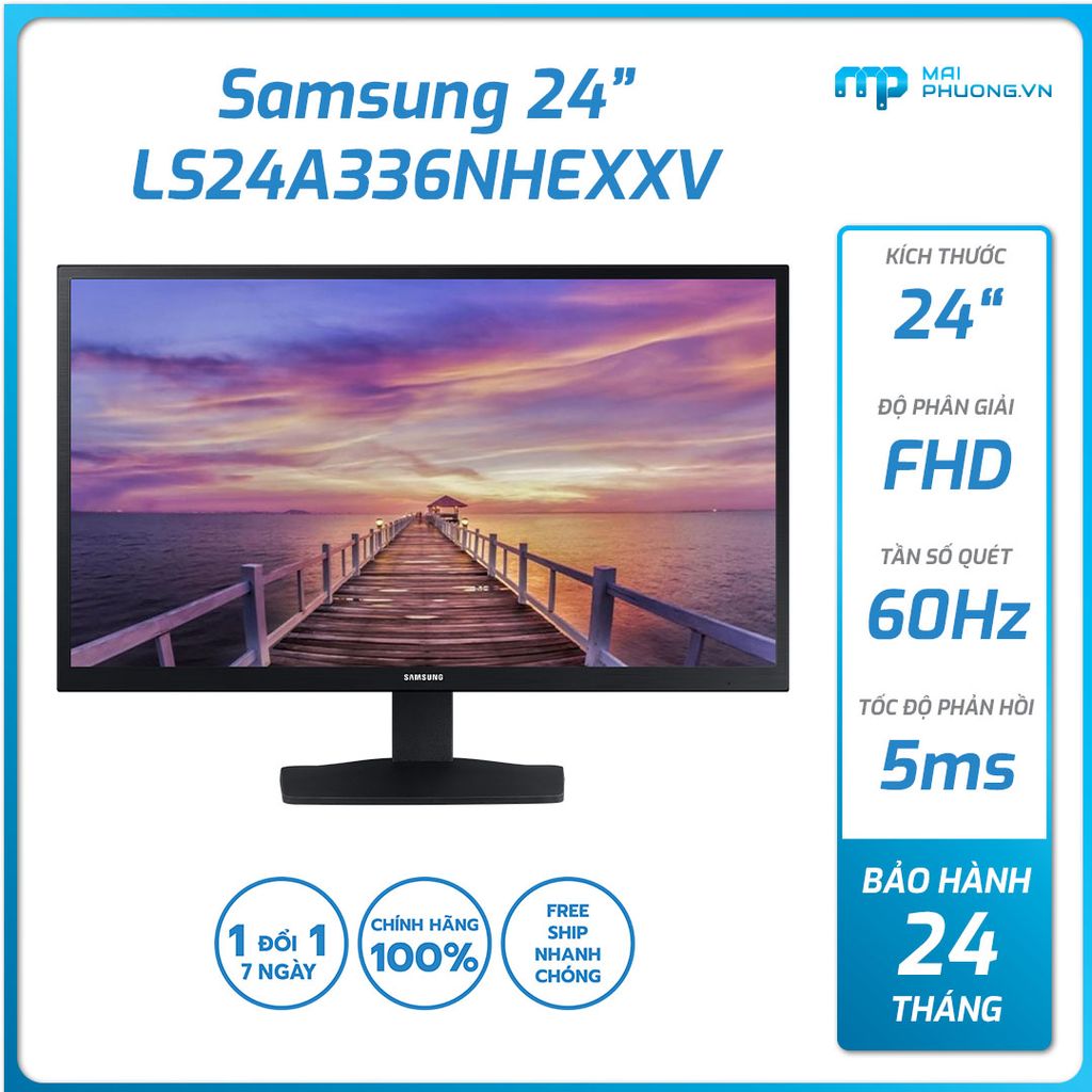 Màn hình Samsung LS24A336NHEXXV (24 inch VA/FHD/viền mỏng/60hz/5ms/HDMI+D-sub/24T)