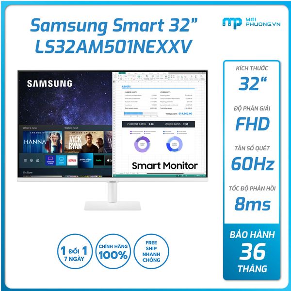 Màn hình Smart monitor Samsung 32 inch/FHD/VA/60Hz LS32AM501NEXXV