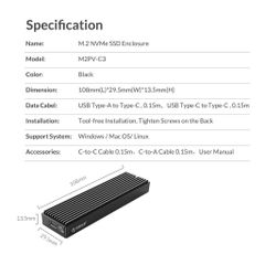 Hộp ổ cứng ORICO M2PV-C3-BK (NVMe M2 SSD/USB3.1 Gen2 )