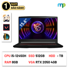 Laptop MSI GF63 12UCX 841VN (i5-12450H/ 8GB/ 512GB SSD/ RTX2050 4GB/ 15.6 FHD 144Hz/ Win11/ Đen)