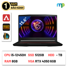 Laptop MSI GF63 12VE-460VN (i5-12450H/ 8GB/ 512GB SSD/ RTX 4050 6GB/ 15.6