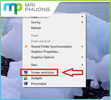 Chọn Screen resolution để khắc phục lỗi màn hình laptop bị thu nhỏ