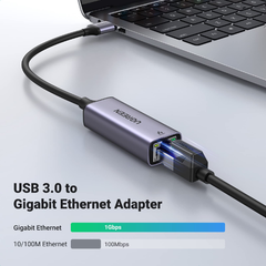 Bộ chuyển đổi USB 3.0 Gigabit Ethernet màu xám Ugreen 50922