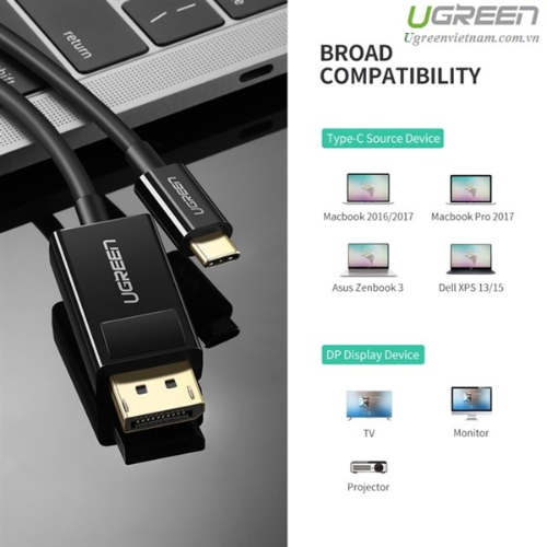Cáp chuyển USB type C sang Displayport 1.5m Ugreen 50994