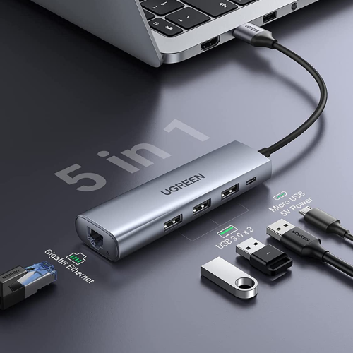 Bộ chuyển USB 3.0 to LAN + Hub USB 3.0 3 Cổng Ugreen 60812