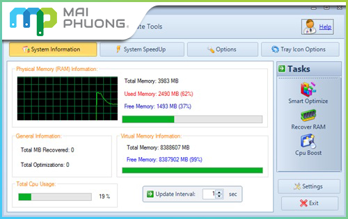 Phần mềm MZ RAM Boster giúp giải phóng tăng RAM