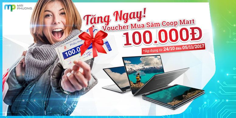 mua laptop dell tặng phiếu mua hàng coop mart