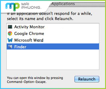tat cac ung dung khi macbook bi treo