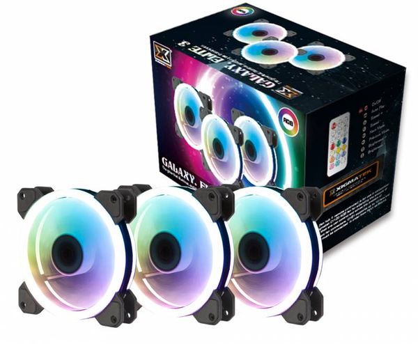 Bộ fan đen galaxy Elite RGB CY120 + CYB1 3 quạt + remote