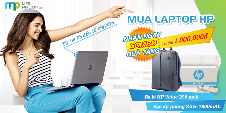 Khuyến mãi Mai Phương Mua laptop HP tặng Combo Balo và Sạc dự phòng tại Biên Hòa