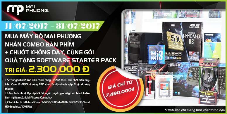 Nhận ngay gói Combo trị giá 2.300.000 khi mua máy bộ tại Mai Phương