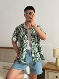 NOOBITA - Sơ mi cuban shirt hoạ tiết lá 8110