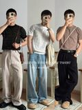 NOOBITA - Áo thun len dệt kim kẻ sọc 8191