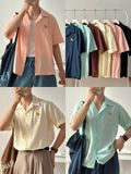 NOOBITA - Sơ mi tay ngắn cổ vest thêu 8252