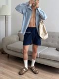 NOOBITA - Quần shorts lưng chun vải denim 7968