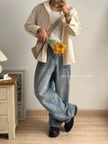 NOOBITA - Quần dài jeans ống rộng phía sau lưng chun 8141