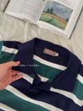 NOOBITA - Áo thun polo len dệt kim kẻ sọc 7994