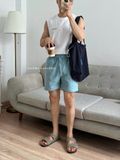 NOOBITA - Quần shorts lưng chun vải denim 7968
