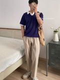 NOOBITA - Áo thun polo dệt kim bâu phối màu 7959