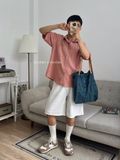 NOOBITA - Sơ mi tay ngắn trơn form rộng 8166