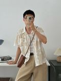 NOOBITA - Sơ mi tay ngắn hoạ tiết hoa lá vải linen form rộng 7633