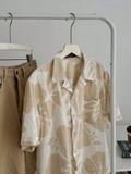 NOOBITA - Sơ mi tay ngắn hoạ tiết hoa lá vải linen form rộng 7633