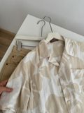 NOOBITA - Sơ mi tay ngắn hoạ tiết hoa lá vải linen form rộng 7633