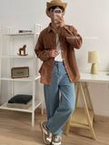 NOOBITA - Sơ mi tay dài form rộng vải nhung tăm mềm 8036