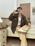 NOOBITA - Áo khoác nhung tăm thêu chữ 8218