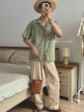 NOOBITA - Sơ mi tay ngắn cổ vest hoạ tiết 8054