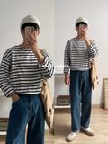 NOBITA HOME - Áo thun tay dài kẻ sọc thêu logo 7830